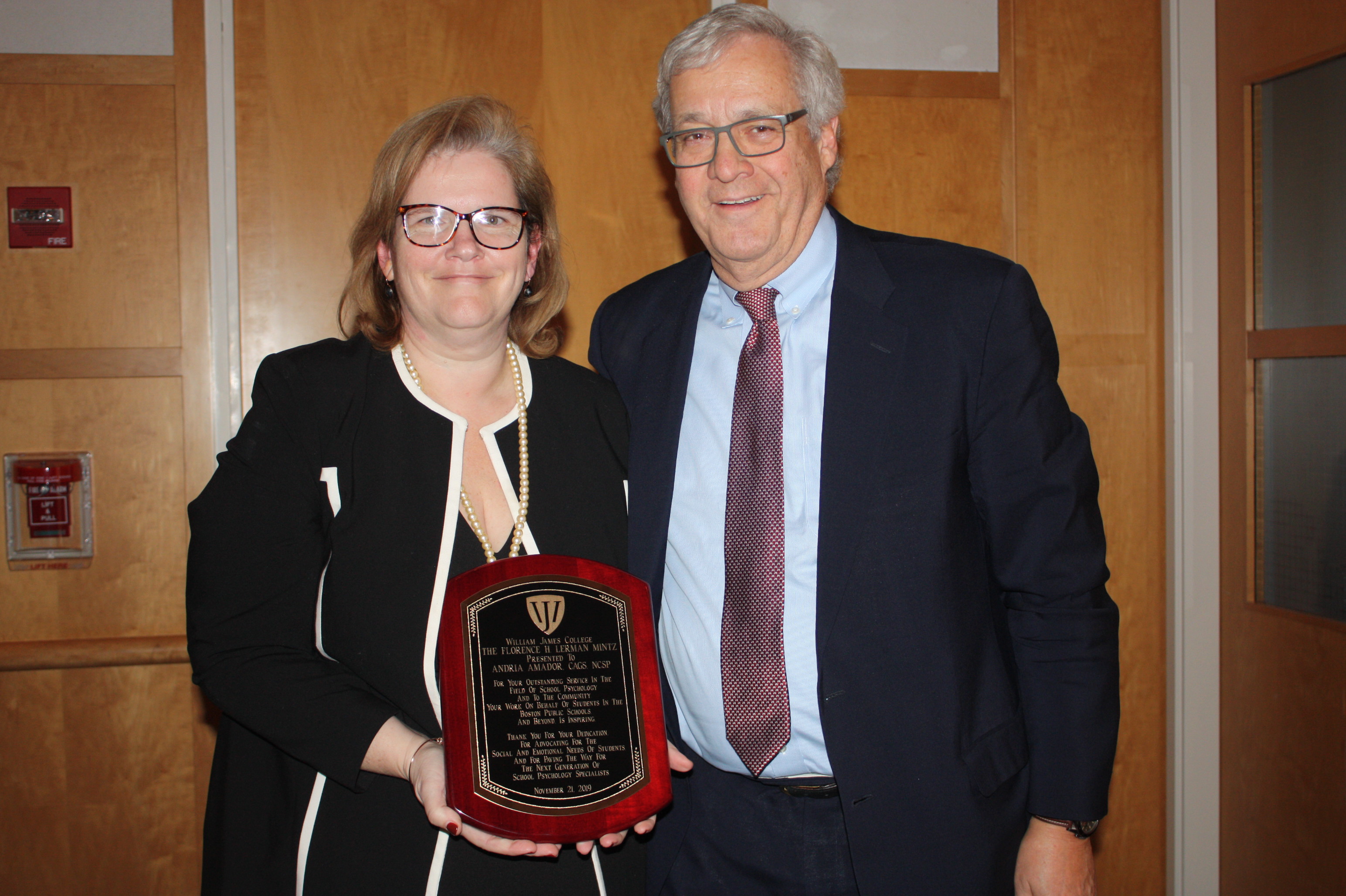 Mintz Award Winner Andria Amador and WJC President Nicholas Covino