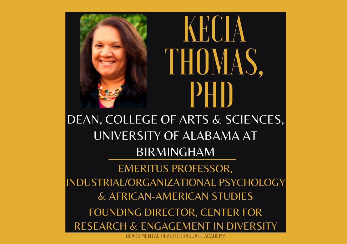 Graphic slide with photo of Kecia Thomas and text about her