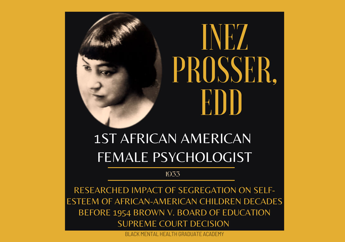 Graphic slide with photo of Inez Prosser and text about her