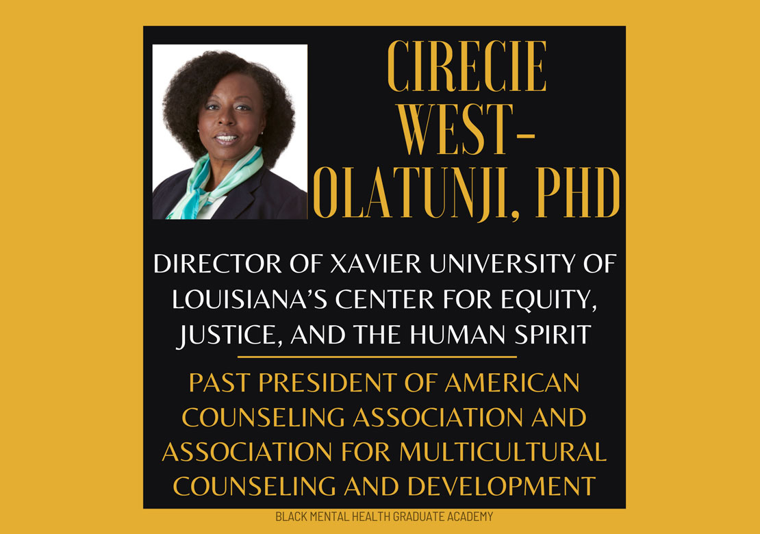 Graphic slide with photo of Cericie West-Olatunji and text about her