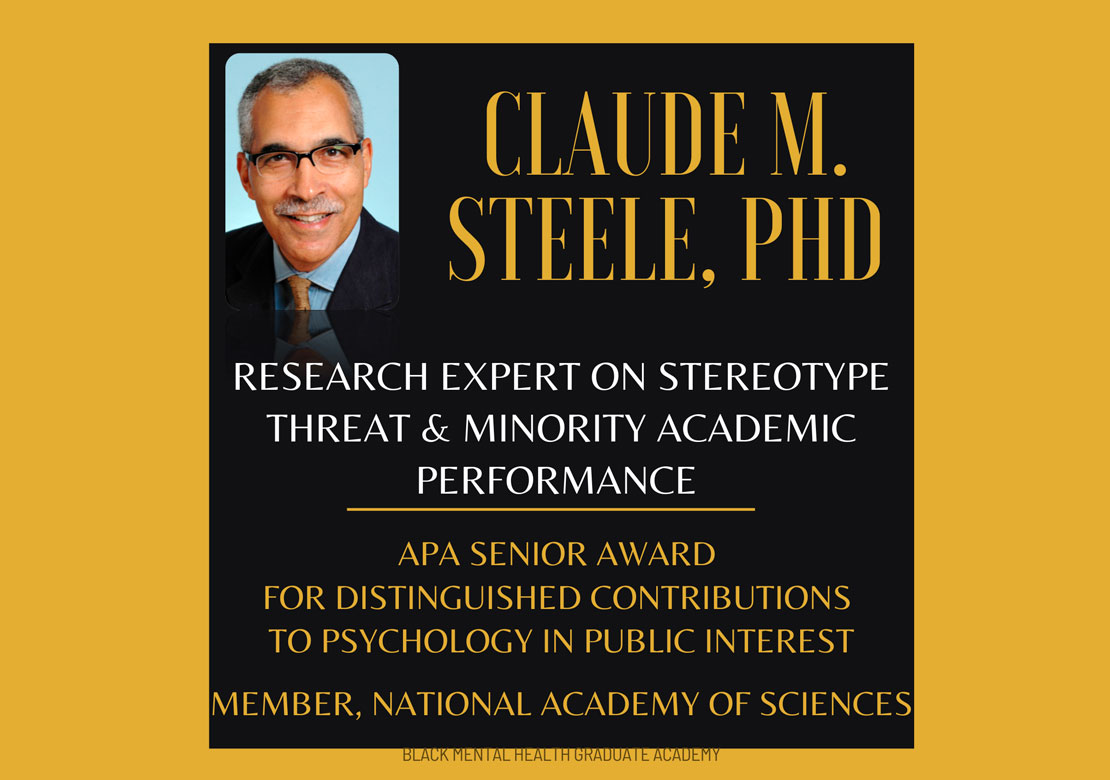 Graphic slide with photo of Claude Steele and text about him