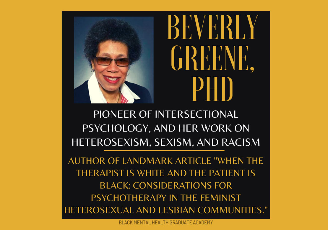 Graphic slide with photo of Beverly Greene and text about her