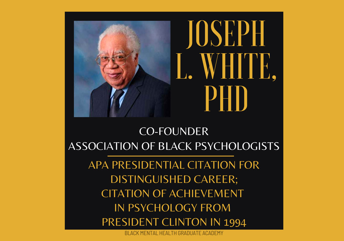 Graphic slide with photo of Joseph L. White and text about him