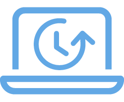 icon of laptop with rotating clock on the screen