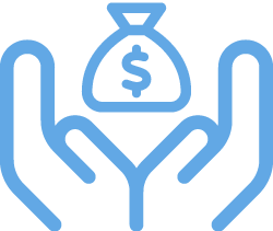 icon of hands holding a money bag