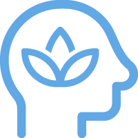 icon of side of head with lotus flower in the middle