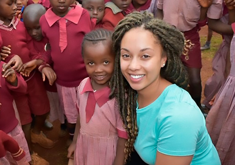 young female with african youth