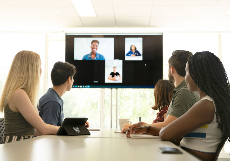 Counseling students holding class online