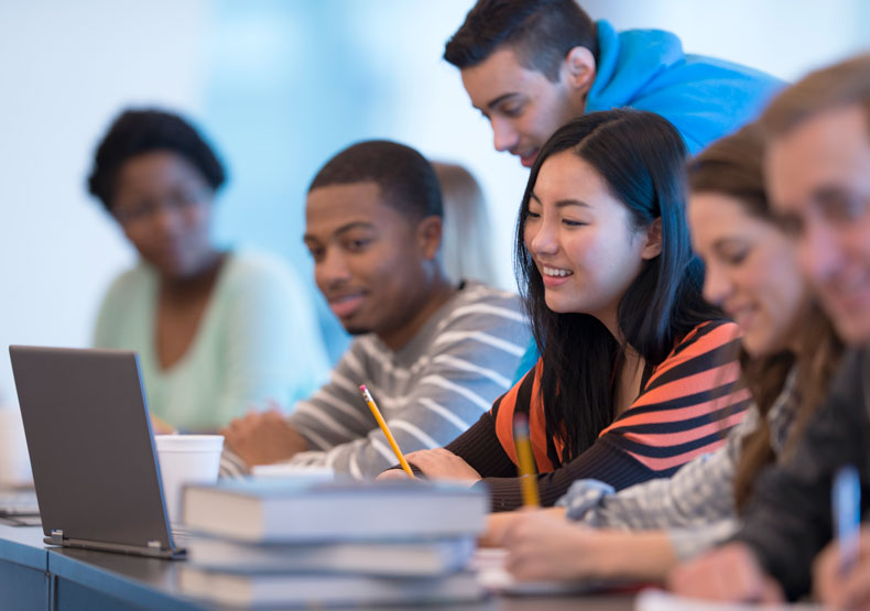 undergraduate students in class