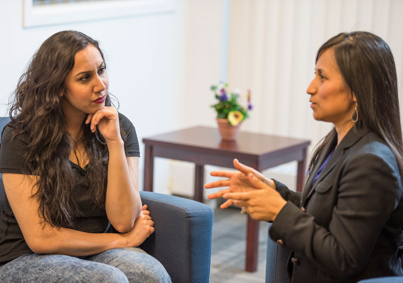 two students counseling each other