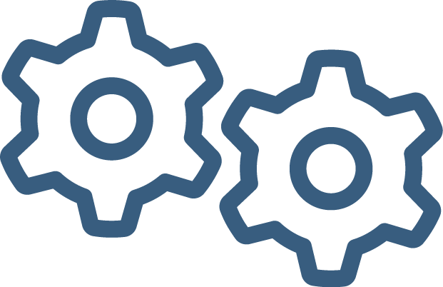 Icon of a pair of gears grooved together