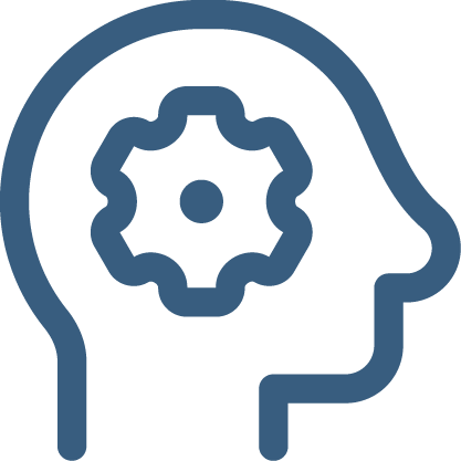 Icon of side of head with gear in brain