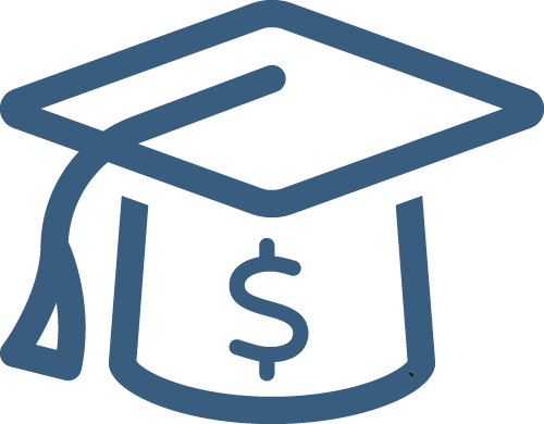 icon of graduation cap and dollar sign