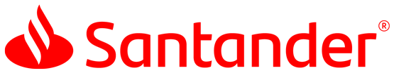 Santander Red typographical logo with abstract flame icon