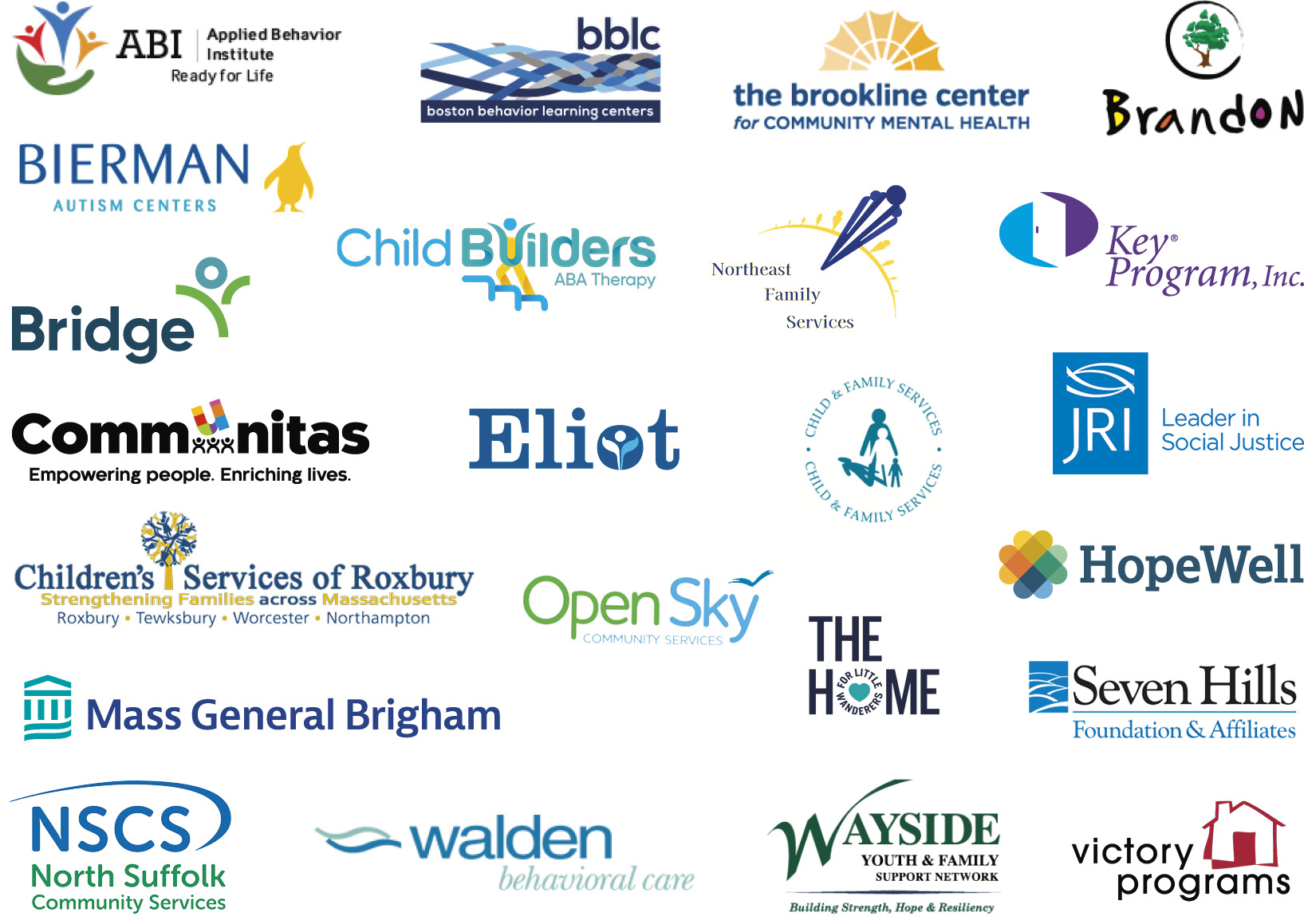 Behavioral Health Agency Partners Colorful grid of company logos