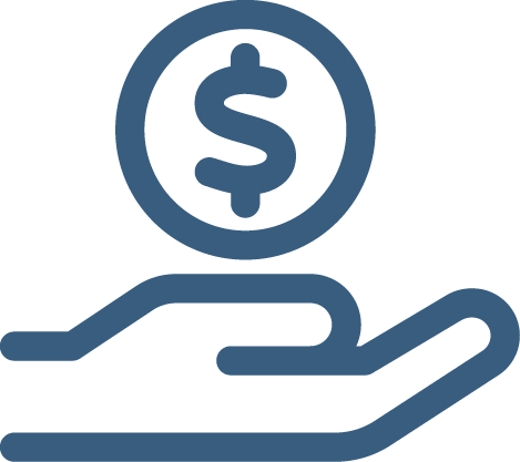 graphic icon of a hand holding a dollar symbol inside a circle