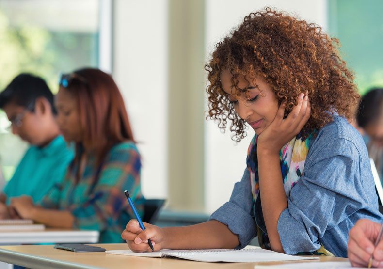 Student in class