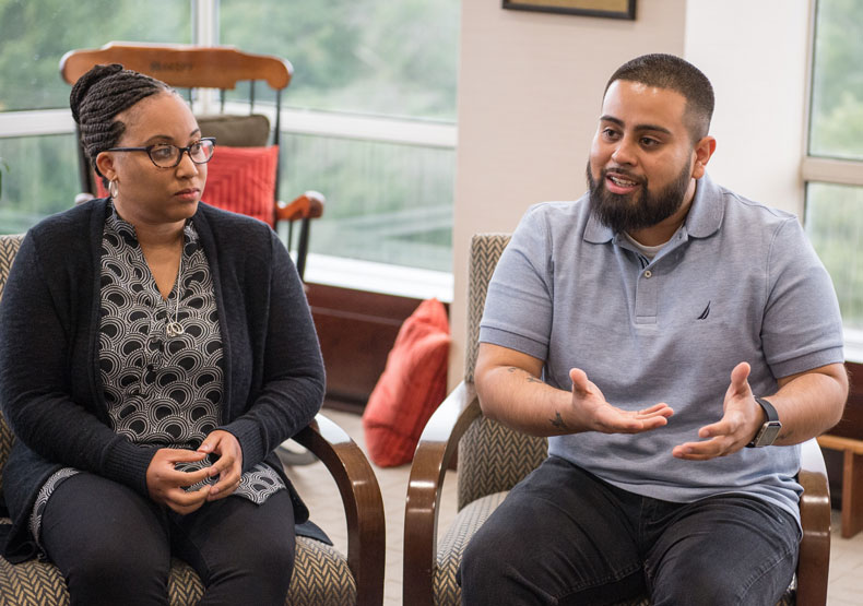 Students talking in meeting