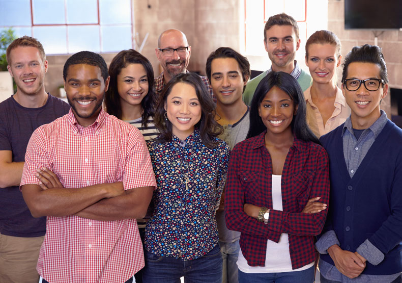 Photo of diverse students, teachers and staff