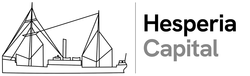 Logo with outline of a ship and black and gray text