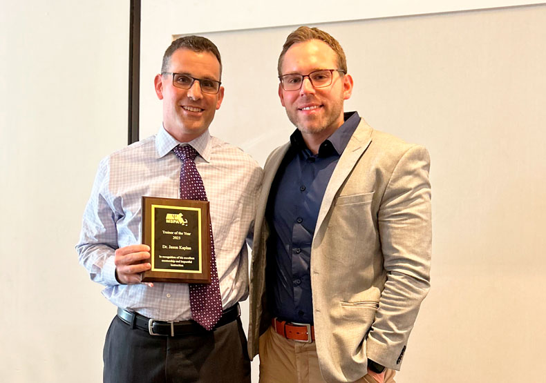 Jason Kaplan, 2023 MSPA Trainer of the Year and Matt DuBois, MSPA President