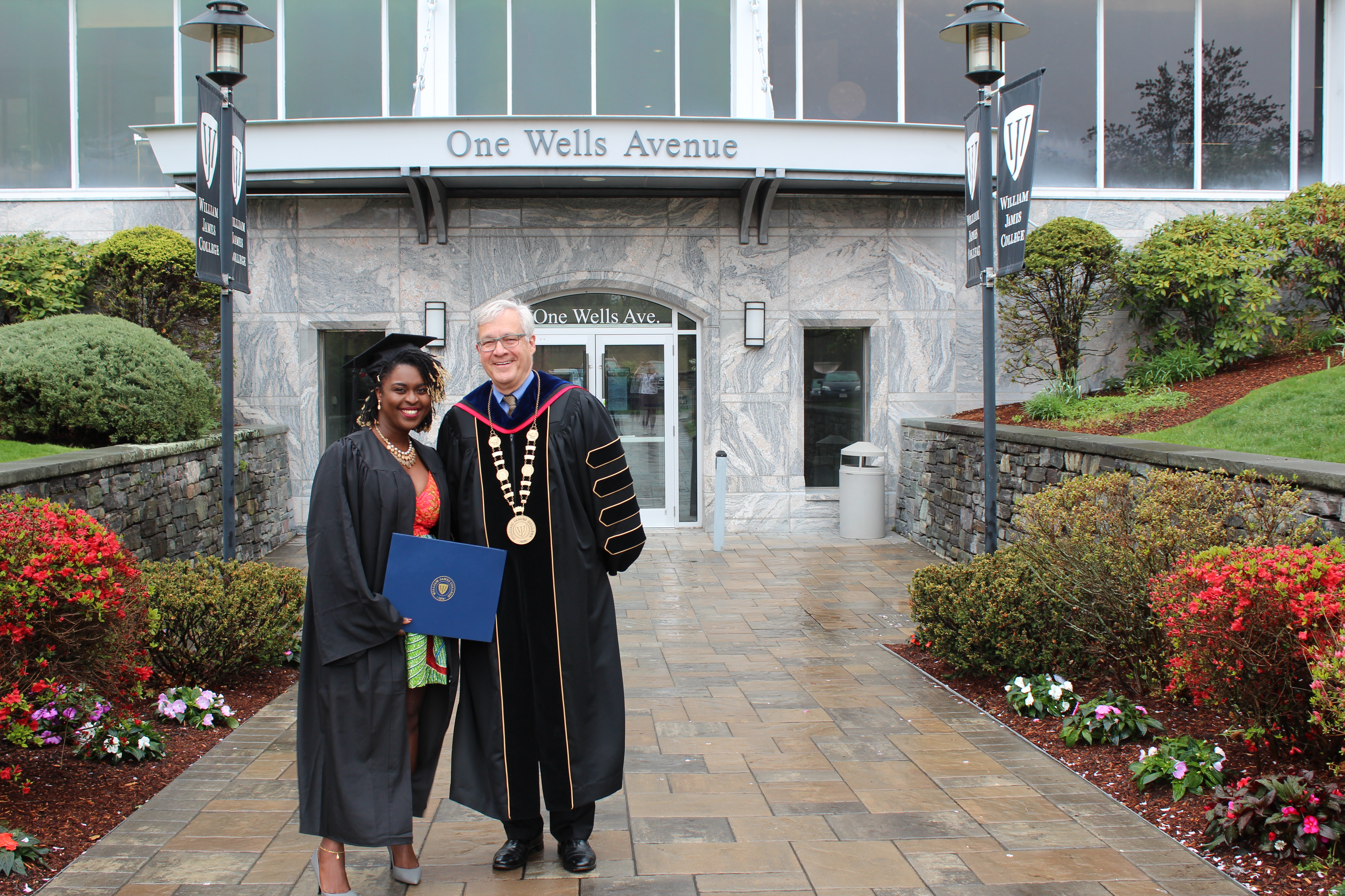 Bachelors Grad Yaa Asaa Ankomah with President Covino