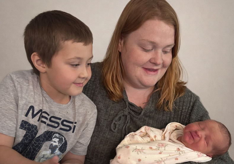 woman with two children