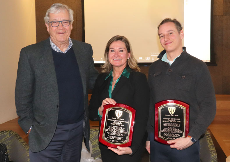 President Nicholas Covino, DMH Commissioner Brooke Doyle, and Benjamin Mathews