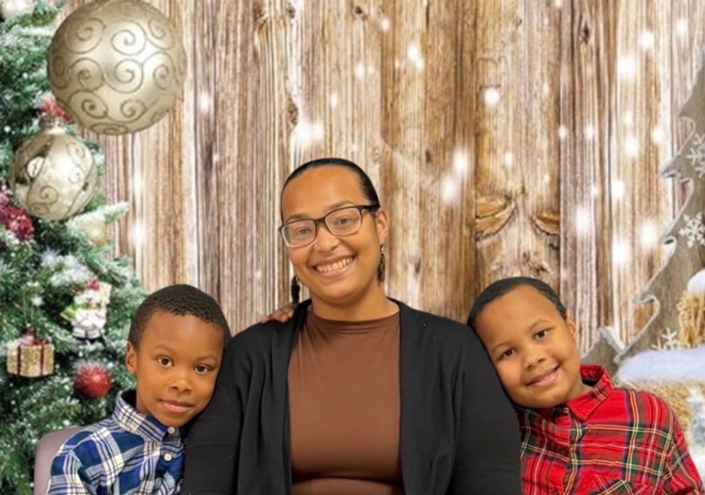 woman with two children