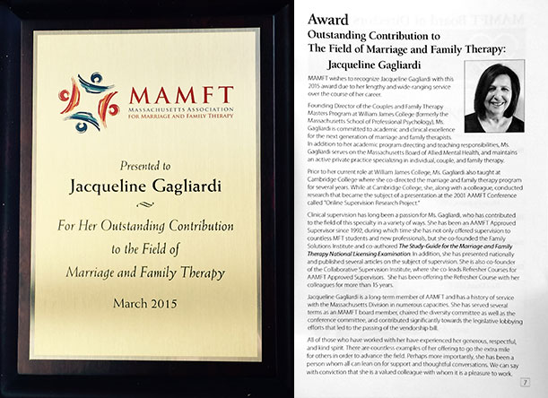 Jacqueline Gagliardi MAMFT Award