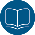 Academic Support navy blue circle with white outlined icon of an open book inside the circle